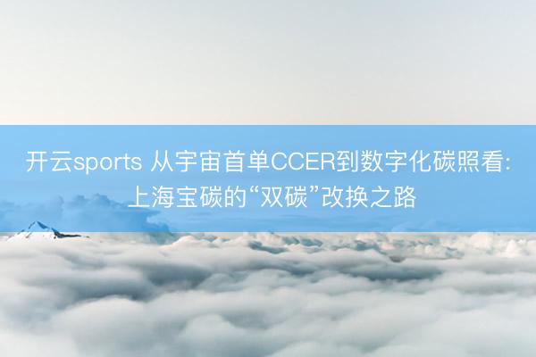 开云sports 从宇宙首单CCER到数字化碳照看: 上海宝碳的“双碳”改换之路