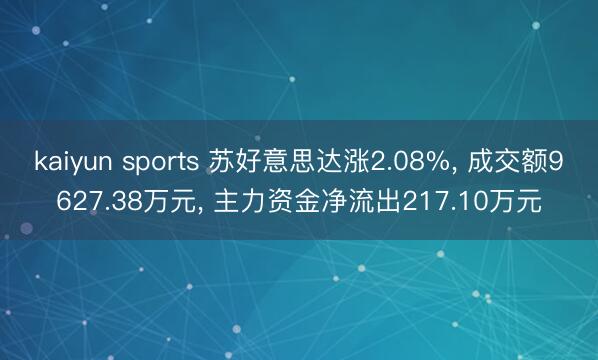 kaiyun sports 苏好意思达涨2.08%， 成交额9627.38万元， 主力资金净流出217.10万元