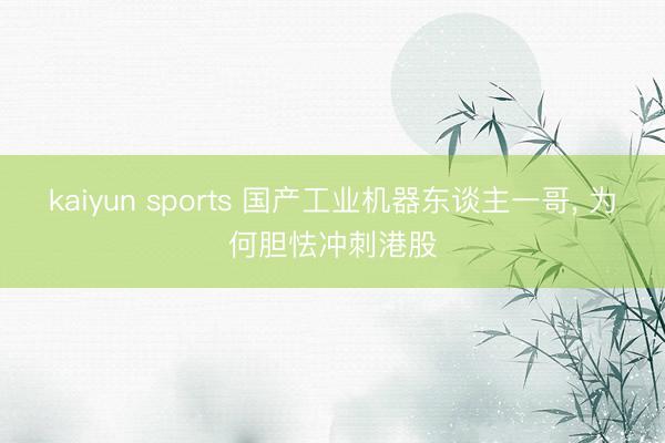 kaiyun sports 国产工业机器东谈主一哥， 为何胆怯冲刺港股