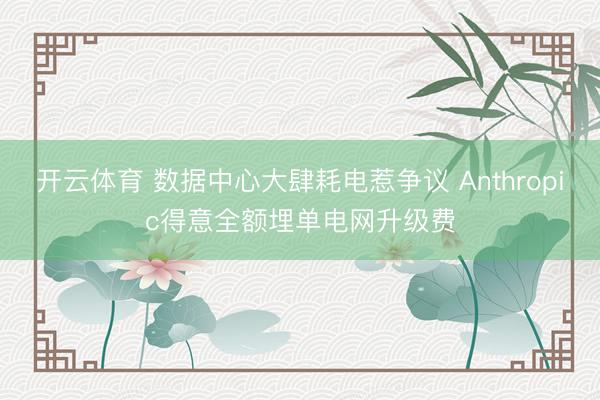 开云体育 数据中心大肆耗电惹争议 Anthropic得意全额埋单电网升级费