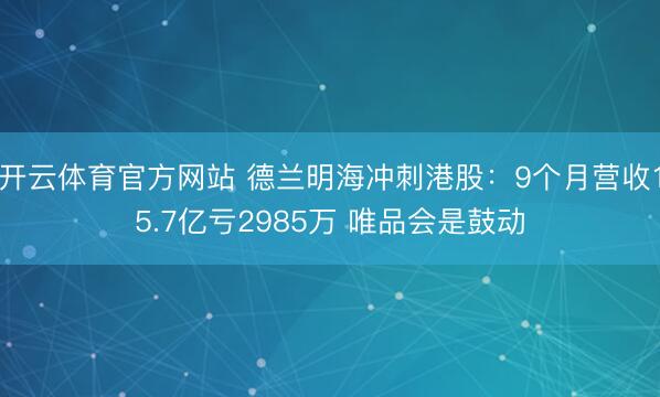 开云体育官方网站 德兰明海冲刺港股：9个月营收15.7亿亏2985万 唯品会是鼓动