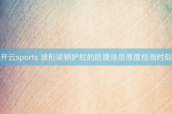 开云sports 波形梁钢护栏的防腐涂层厚度检测时刻
