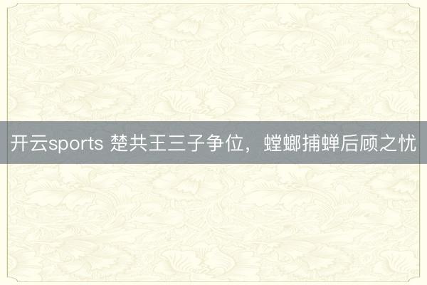 开云sports 楚共王三子争位,螳螂捕蝉后顾之忧