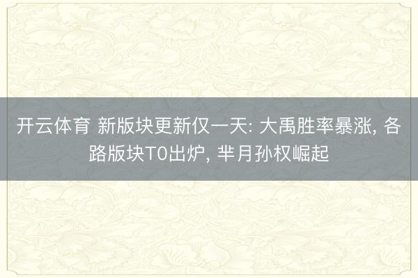 开云体育 新版块更新仅一天: 大禹胜率暴涨， 各路版块T0出炉， 芈月孙权崛起