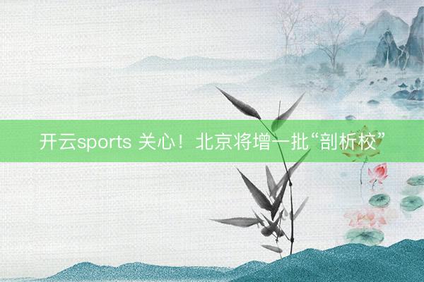 开云sports 关心！北京将增一批“剖析校”