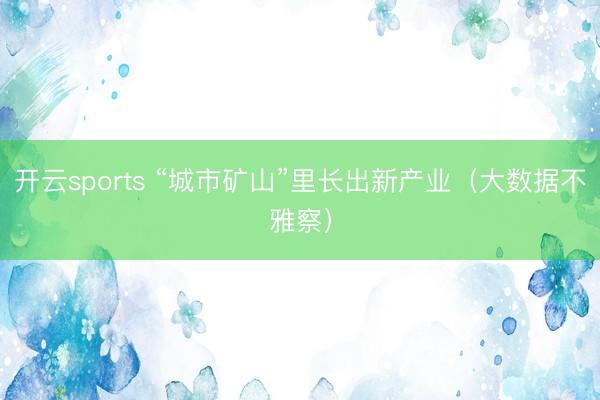 开云sports “城市矿山”里长出新产业(大数据不雅察)