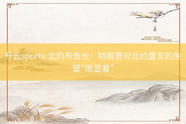 开云sports 北约布告长：特朗普对北约盟友的失望“很显着”