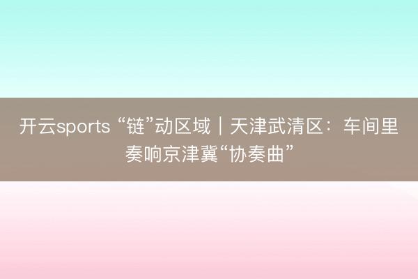 开云sports “链”动区域｜天津武清区：车间里奏响京津冀“协奏曲”