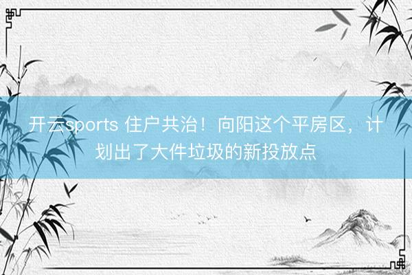 开云sports 住户共治!向阳这个平房区,计划出了大件垃圾的新投放点