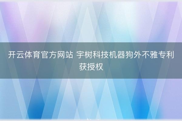 开云体育官方网站 宇树科技机器狗外不雅专利获授权