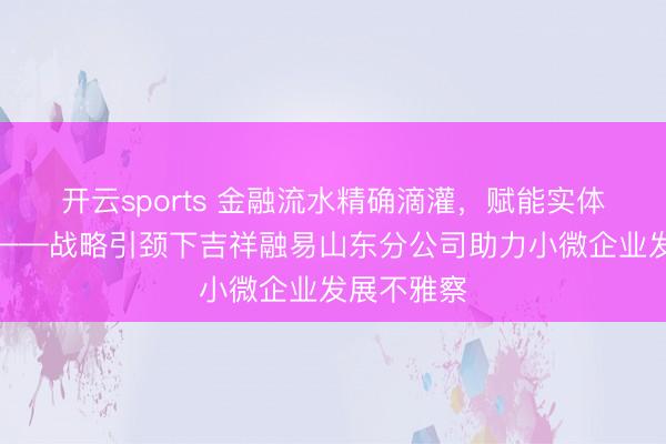 开云sports 金融流水精确滴灌,赋能实体谨慎前行——战略引颈下吉祥融易山东分公司助力小微企业发展不雅察